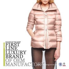 2017 Young Lady Zip Up Winter Trendy Down Filled Shiny Cap Free Jacket